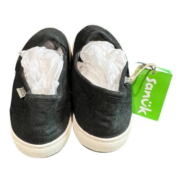 Sanuk Women’s Size 9 Avery Hemp Slip On Sneakers Casual Shoes Washed Black NWT