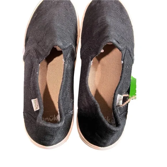 Sanuk Women’s Size 9 Avery Hemp Slip On Sneakers Casual Shoes Washed Black NWT