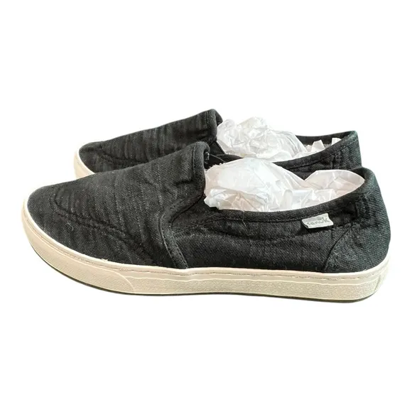 Sanuk Women’s Size 9 Avery Hemp Slip On Sneakers Casual Shoes Washed Black NWT