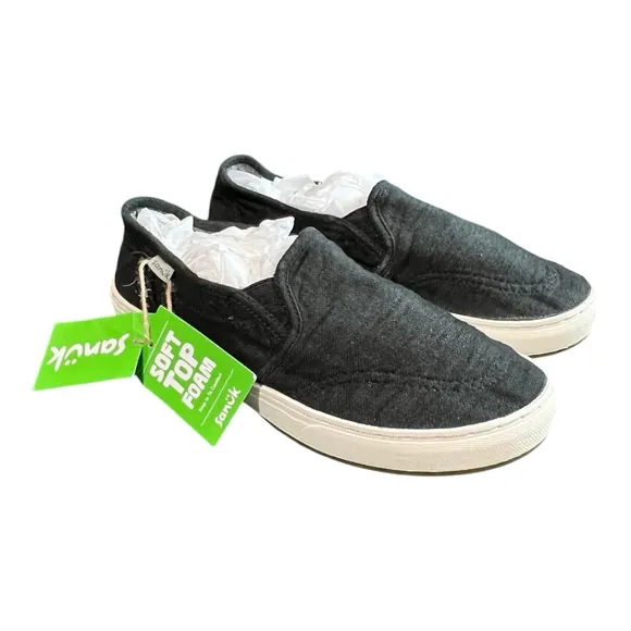 Sanuk Women’s Size 9 Avery Hemp Slip On Sneakers Casual Shoes Washed Black NWT