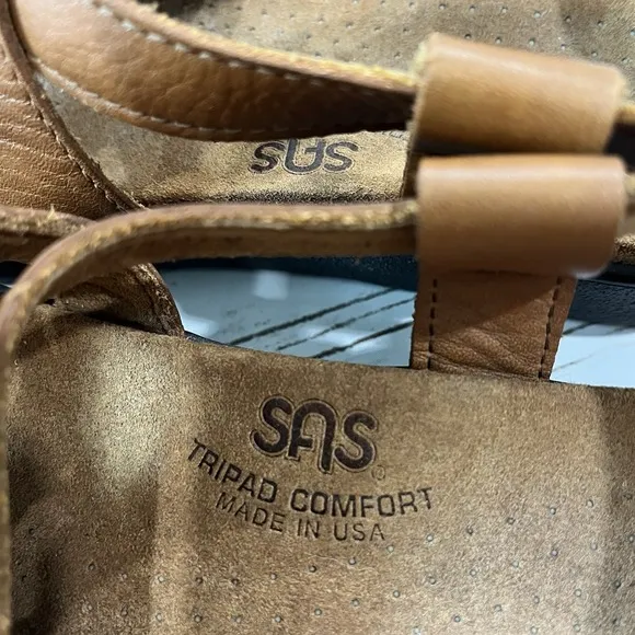 SAS Huggy Sandal Shoes Women US 8.5 N EU 39 Leather Comfort Caramel Cognac Brown