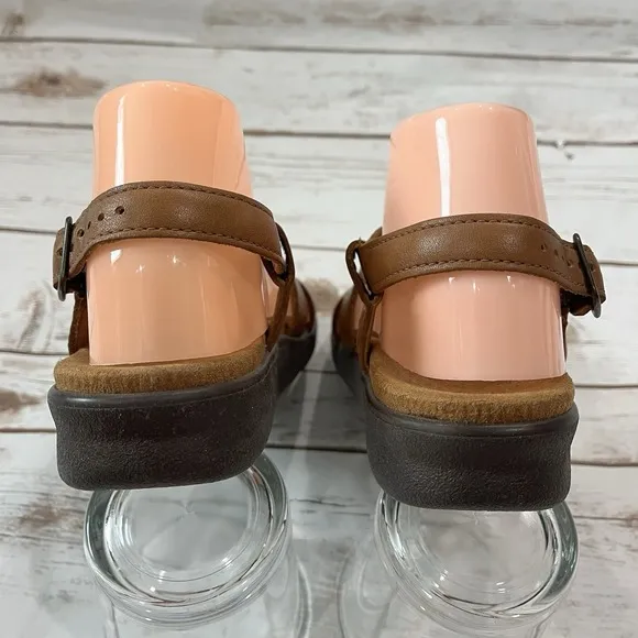 SAS Huggy Sandal Shoes Women US 8.5 N EU 39 Leather Comfort Caramel Cognac Brown