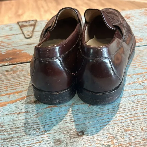 SAS Men's Burgundy Leather Genuine Handsewn Slip On Penny Loafers Shoes Size 12S