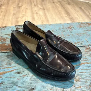 SAS Men's Burgundy Leather Genuine Handsewn Slip On Penny Loafers Shoes Size 12S