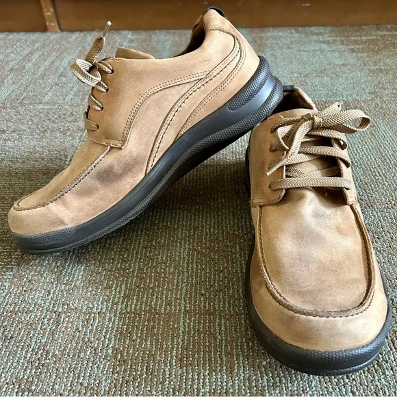 SAS Men's Camel Tan Nubuck Leather Move On Casual Lace Shoes, 9 WIDE NO INSOLES