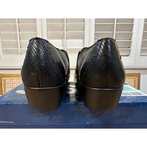 SAS Nora Slip On Loafer Black/Lizard Size 10 Slim NIB Leather Comfort Modern