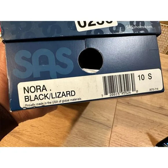 SAS Nora Slip On Loafer Black/Lizard Size 10 Slim NIB Leather Comfort Modern