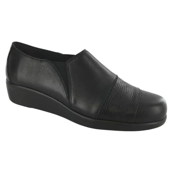 SAS Nora Slip On Loafer Black/Lizard Size 10 Slim NIB Leather Comfort Modern