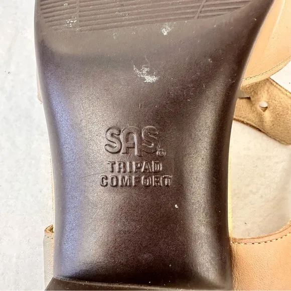 Sas Sandals Size 10 Women's Cream Tripad Comfort Leather Shoes Classic Vacation