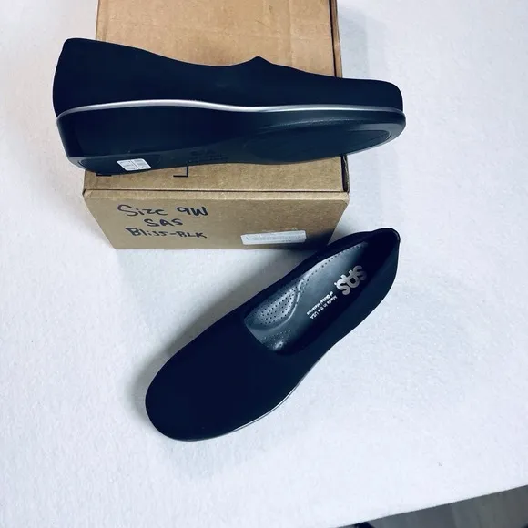 SAS Shoes Women's Bliss Black Loafer 9 Wide SAS Bliss Slip On Comfort Wedge