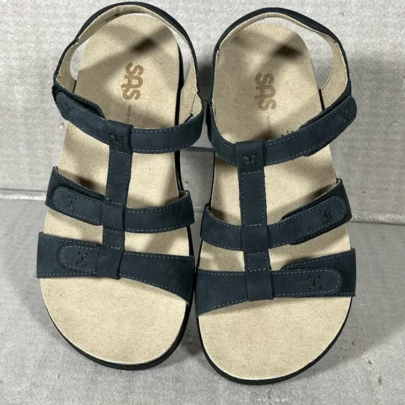 SAS Sorrento - T-Strap Sandal Nero (Blue) Color Size 6W