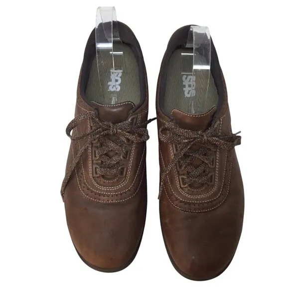 SAS Walk Easy Brown Lace Up Leather Shoes Women's 11 N Narrow Comfort Walking