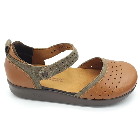 SAS Women Eden Leather Clogs Desert Sage Mary Jane Comfort Shoes Size 8M