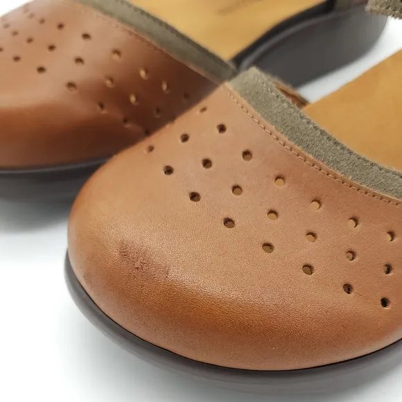 SAS Women Eden Leather Clogs Desert Sage Mary Jane Comfort Shoes Size 8M
