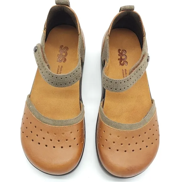 SAS Women Eden Leather Clogs Desert Sage Mary Jane Comfort Shoes Size 8M
