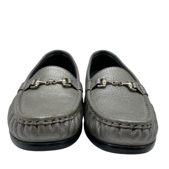 SAS Womens Shoes Metro Leather Loafers Sz 10 Medium Pewter Silver Flats Comfort