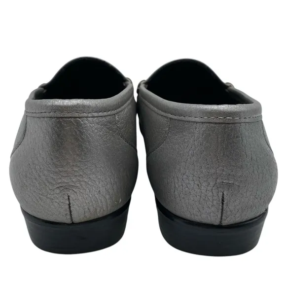 SAS Womens Shoes Metro Leather Loafers Sz 10 Medium Pewter Silver Flats Comfort