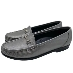 SAS Womens Shoes Metro Leather Loafers Sz 10 Medium Pewter Silver Flats Comfort