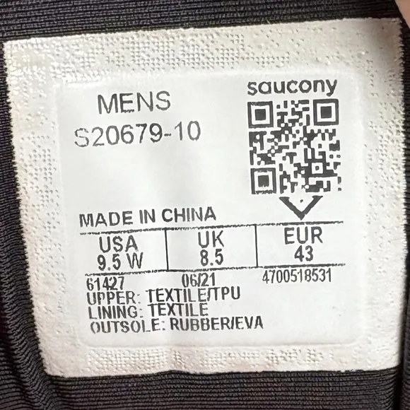 Saucony Triumph 19 Black Mens US Size 9.5 Wide EUR 43 S20679-10 Running Shoes