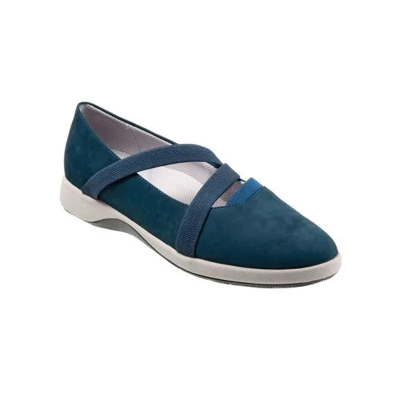 SAVA Womens Navy Mary Jane Strap Haely Round Toe Wedge Slip On Flats Shoes 10
