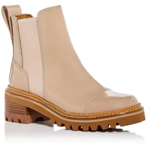 See by Chloe Womens Beige Leather Pull On Stretch Chelsea Boots Shoes Used