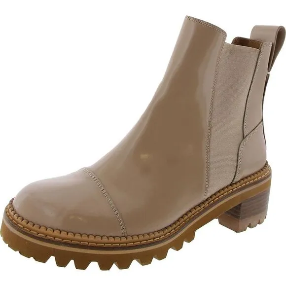 See by Chloe Womens Beige Leather Pull On Stretch Chelsea Boots Shoes Used