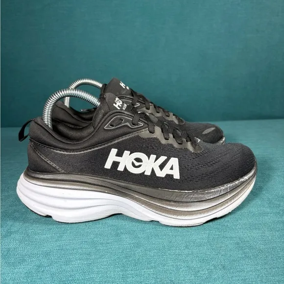 Size 7.5 Wide - Women’s Hoka One Bondi 8 black shoes