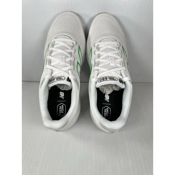 Size 9.5 New Balance Fresh Foam 680 v8 White Green Mens Running Shoes Sneakers
