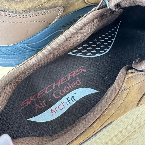 Skechers Arch Fit Motley Safety Shoes Leather Slip On Shoes 204184 Mens Size 8