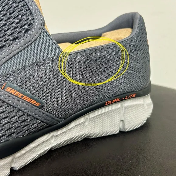 Skechers Charcoal Gray Orange Equalizer Double Play Slip On Fabric Memory Foam