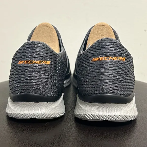 Skechers Charcoal Gray Orange Equalizer Double Play Slip On Fabric Memory Foam
