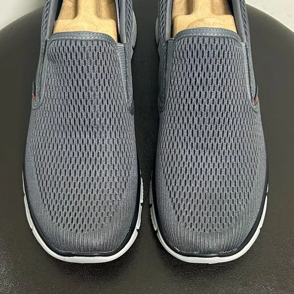 Skechers Charcoal Gray Orange Equalizer Double Play Slip On Fabric Memory Foam