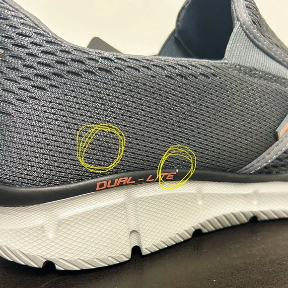 Skechers Charcoal Gray Orange Equalizer Double Play Slip On Fabric Memory Foam