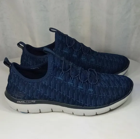 Skechers Flex Appeal 2.0 Memory Foam Air Cooled Navy Blue Shoes Sz 10
