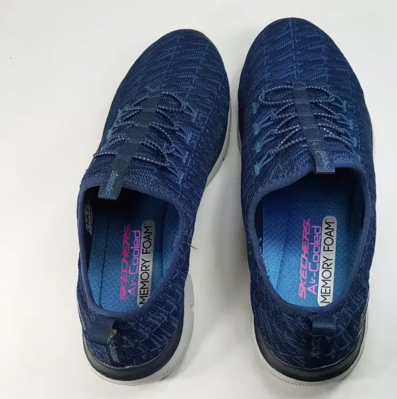 Skechers Flex Appeal 2.0 Memory Foam Air Cooled Navy Blue Shoes Sz 10