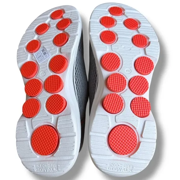 Skechers GO WALK 7 Slip-Ins Hands Free Extra Wide Fit‎ Gray Orange Men's Sz 9 WW