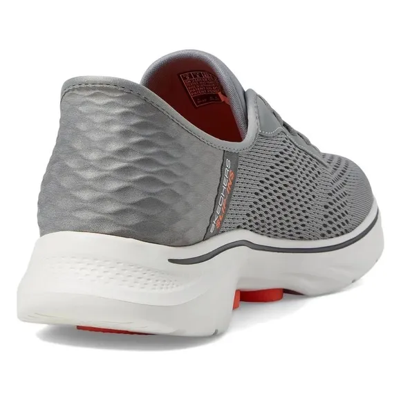 Skechers GO WALK 7 Slip-Ins Hands Free Extra Wide Fit‎ Gray Orange Men's Sz 9 WW