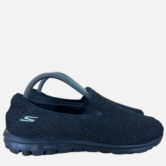 Skechers GoWalk SPARKLE Womens Size 8.5 Wide Slip On Shoes Black 13488W