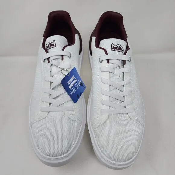 Skechers Mark Nason Shoes Mens 9.5 White Knit Logo Casual Sneakers Lace Up Gym