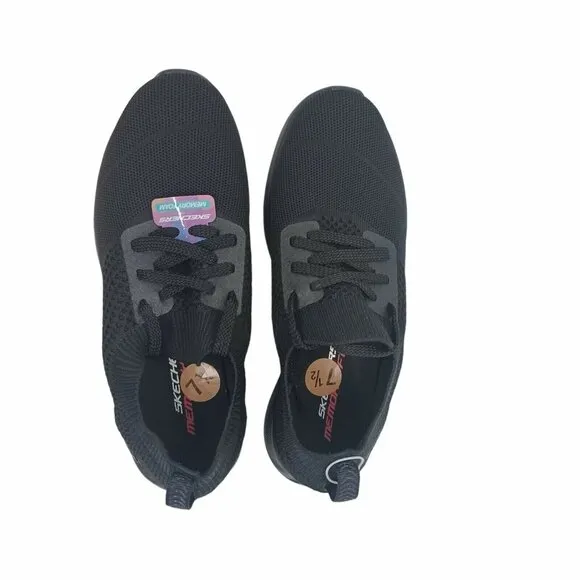 ⭐Skechers Memory Foam Fly Sz 7.5 Women's Shoes Casual Sneakers Black 58705MC New