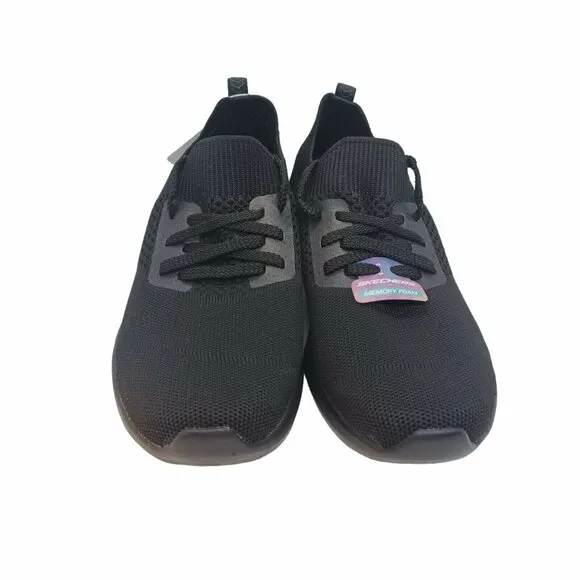 ⭐Skechers Memory Foam Fly Sz 7.5 Women's Shoes Casual Sneakers Black 58705MC New
