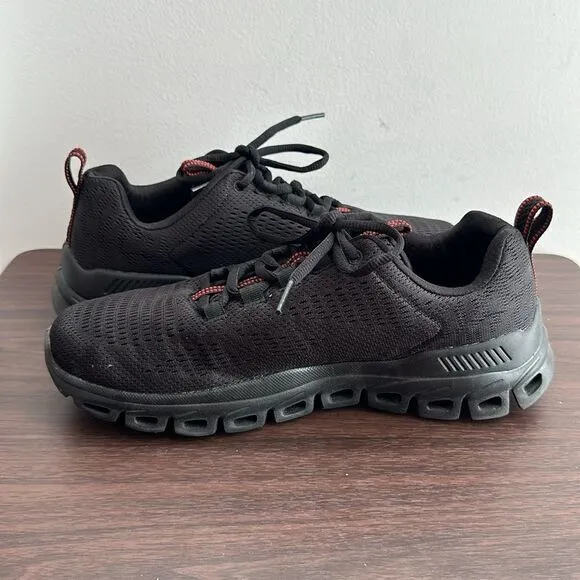 Skechers Men's Black Glide-Step Fasten Up Black Shoes Sz 8