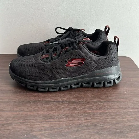 Skechers Men's Black Glide-Step Fasten Up Black Shoes Sz 8