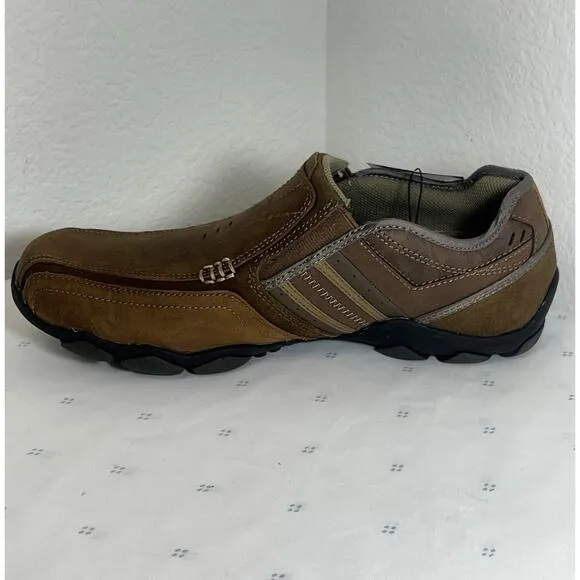 Skechers Men's DIAMETER-Zinroy Slip-on Loafer 7.5 NEW Leather MEMORY FOAM brown