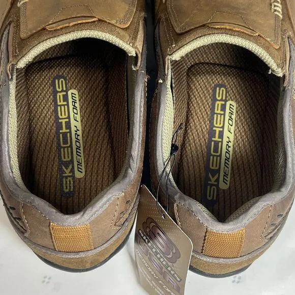 Skechers Men's DIAMETER-Zinroy Slip-on Loafer 7.5 NEW Leather MEMORY FOAM brown