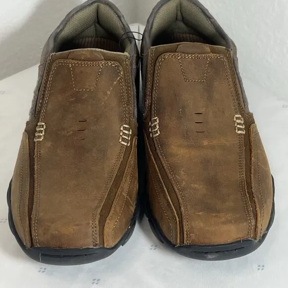 Skechers Men's DIAMETER-Zinroy Slip-on Loafer 7.5 NEW Leather MEMORY FOAM brown