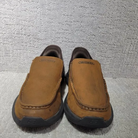 Skechers Parson Oswin Men's Size US 10.5 Brown Leather Slip On Shoes 204866WW