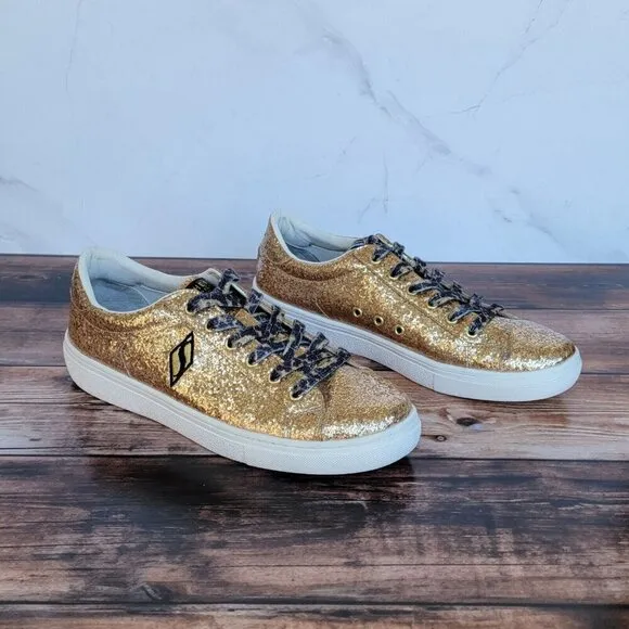 SKECHERS Rare Street Los Angeles Gold Metallic Memory Foam Shoes Men's Size 10