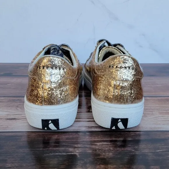 SKECHERS Rare Street Los Angeles Gold Metallic Memory Foam Shoes Men's Size 10