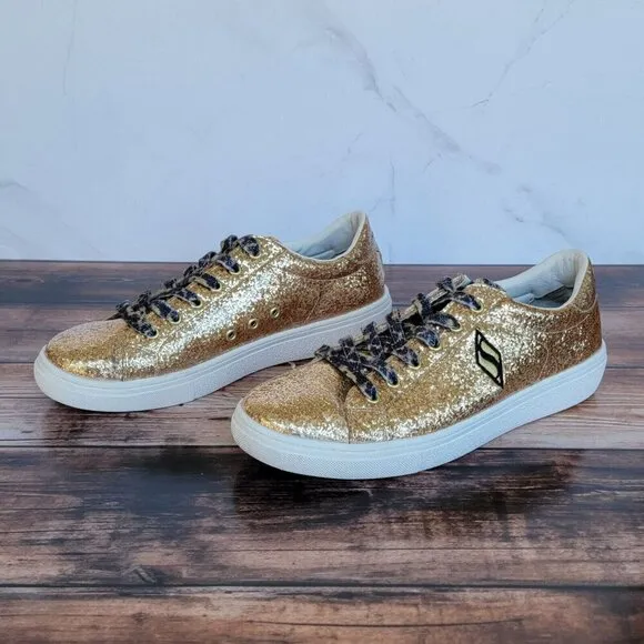 SKECHERS Rare Street Los Angeles Gold Metallic Memory Foam Shoes Men's Size 10